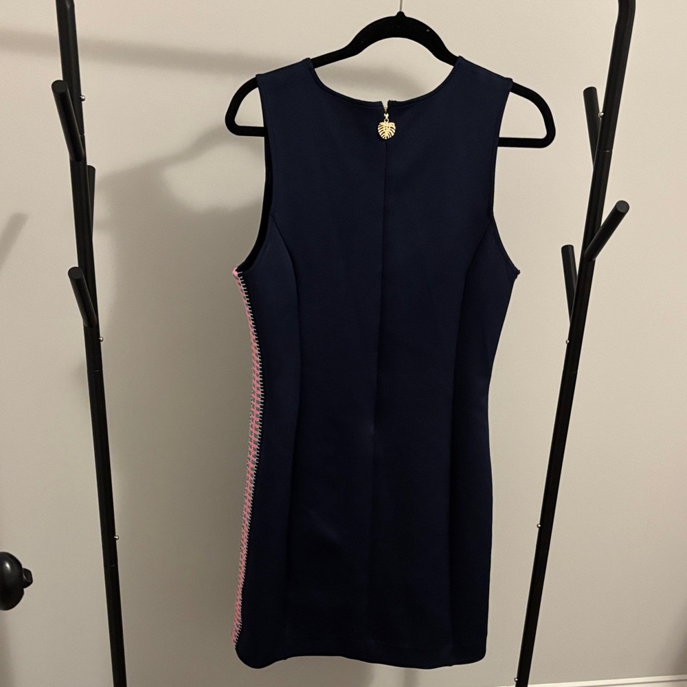 Lilly Pulitzer Mila Navy Shift Dress with Pink & blue Side Trim - Picture 4 of 4